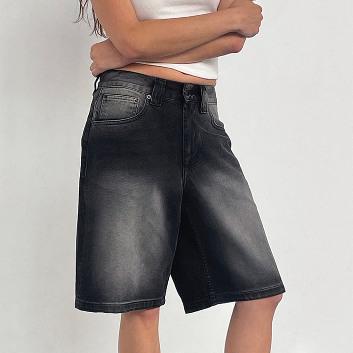 Dame Relaxed Fit Denim-Bermuda med høj talje Stilla
