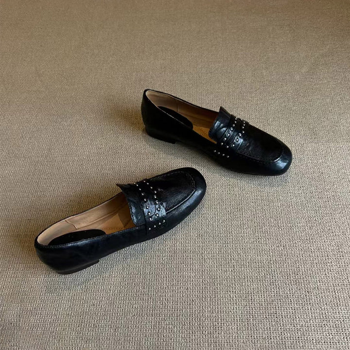Dame Stilige Ruskinds Slippers med dekorative Nitter Stilla