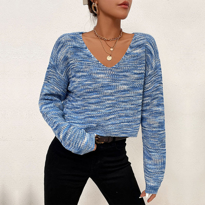 Kvinders oversized striktrøje med asymmetrisk halsudskæring og fashionabelt mønster Stilla
