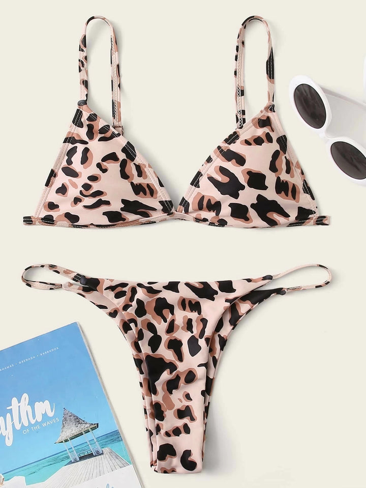 Dame triangel-bikini med spændende leopard-design Skovae