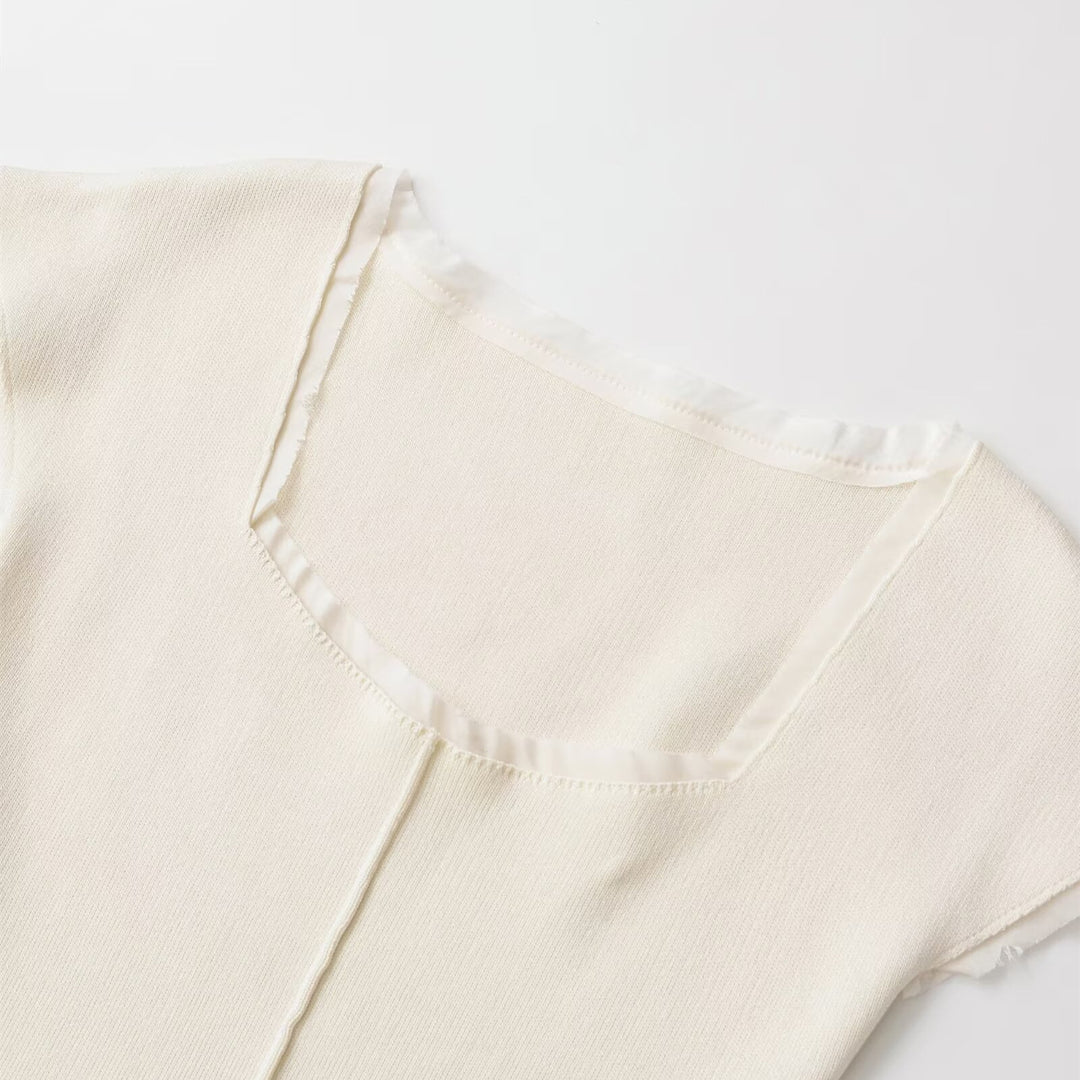 Dame figurnær kortærmet shirt med ribstruktur Skovae