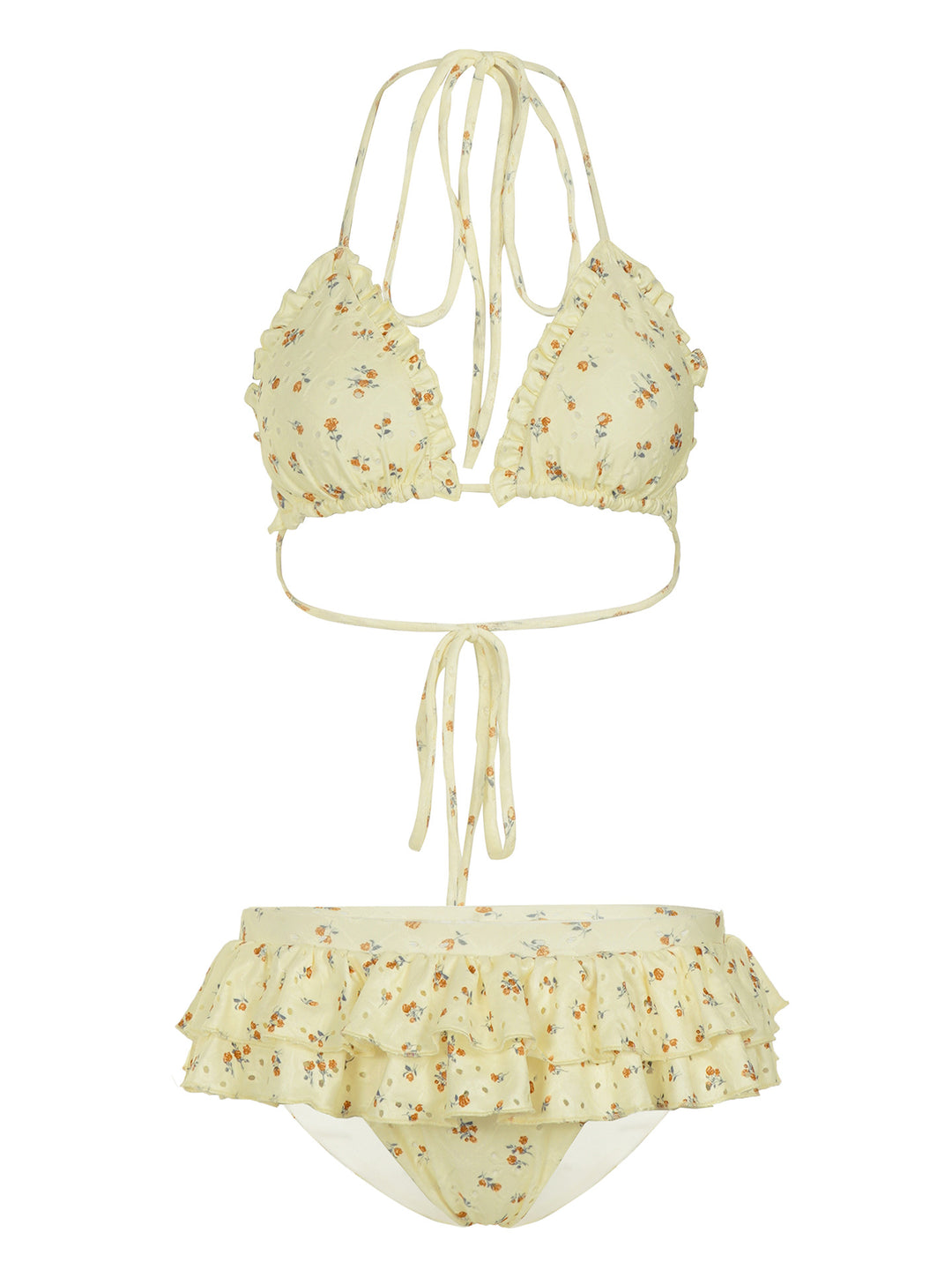Dame floral bikini sæt med ruffle detaljer Skovae
