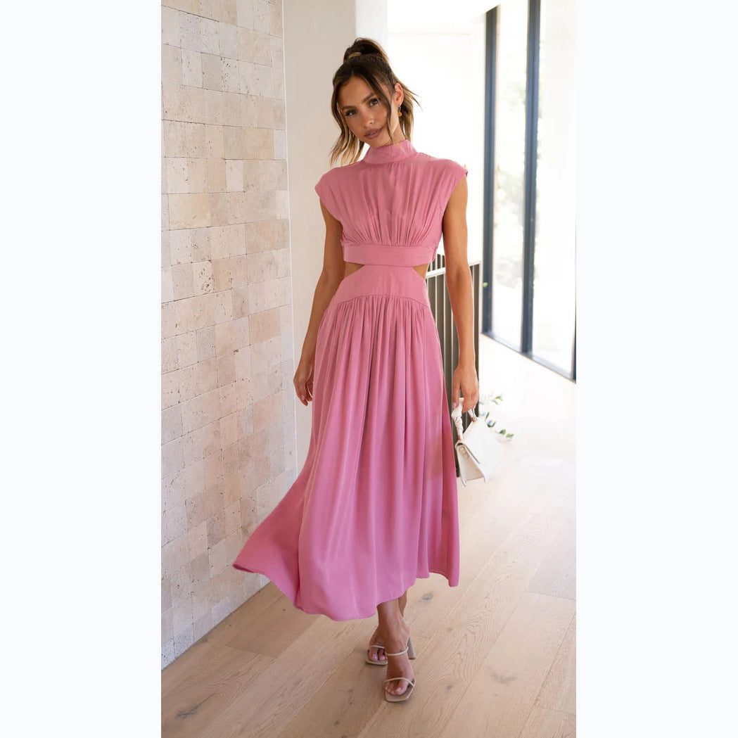 Dame Maxikjole med elegant drapering og moderigtige cut-out-detaljer Stilla