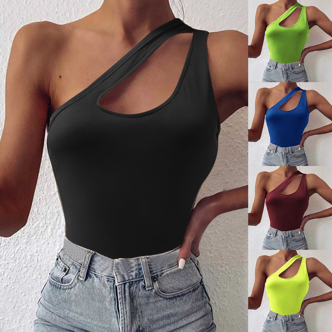 Dame asymmetrisk bodysuit med moderne cut-out detaljer