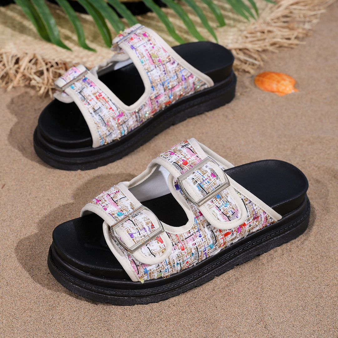 Damer Komfortable Sandaler med dobbelt remjustering og moderne tekstildesign Stilla