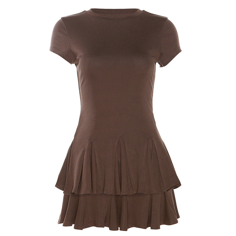 Dame Minikjole med flydende ruffles design og figursyet overdels Stilla