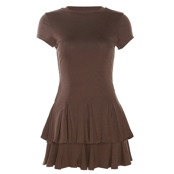 Dame Minikjole med flydende ruffles design og figursyet overdels Stilla