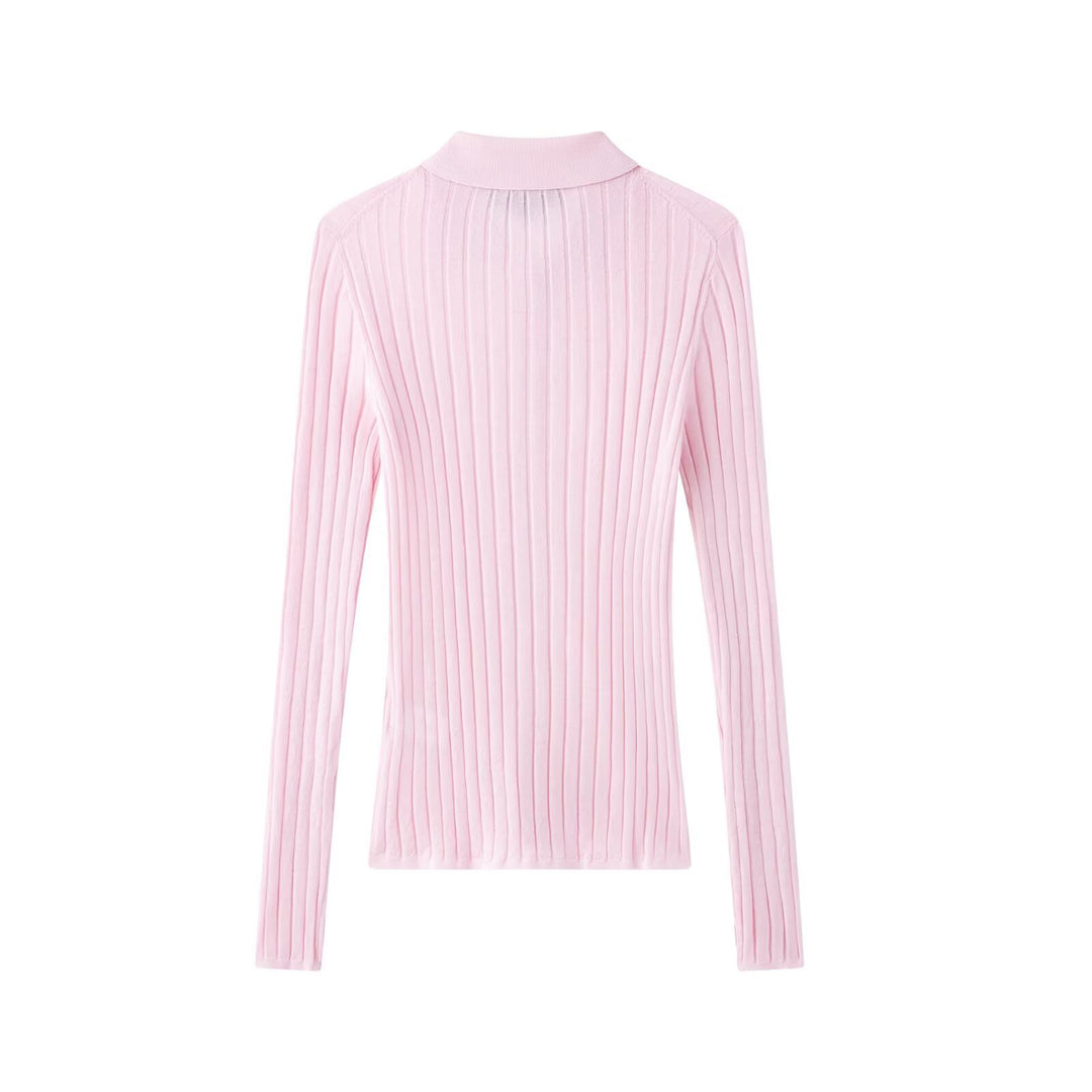 Dame elegant strikbluse med fin ribstruktur Stilla