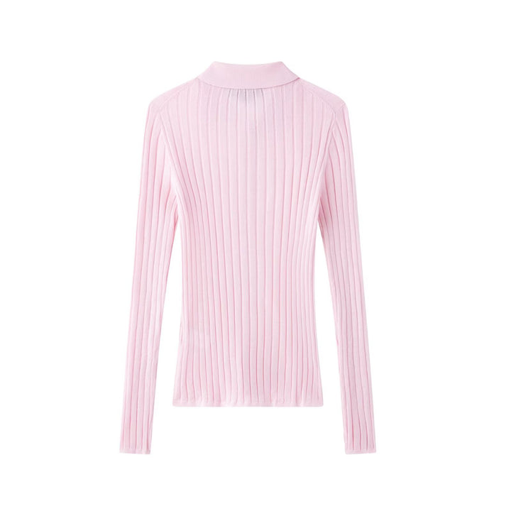 Dame elegant strikbluse med fin ribstruktur Stilla