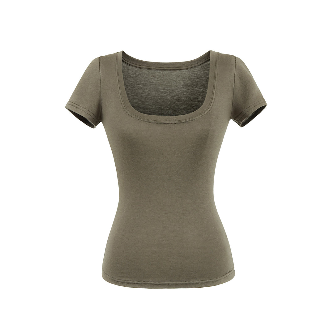 Dame Rundhalset T-shirt i blødt, elastisk materiale med figursyet snit Stilla
