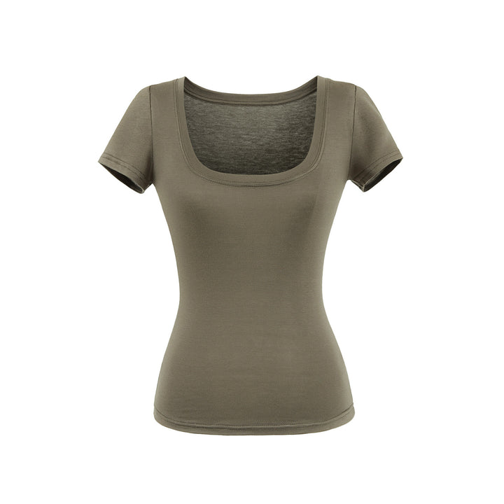 Dame Rundhalset T-shirt i blødt, elastisk materiale med figursyet snit Stilla