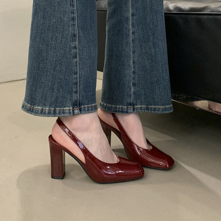 Dame Slingback Pumps med elegant glansfinish Stilla