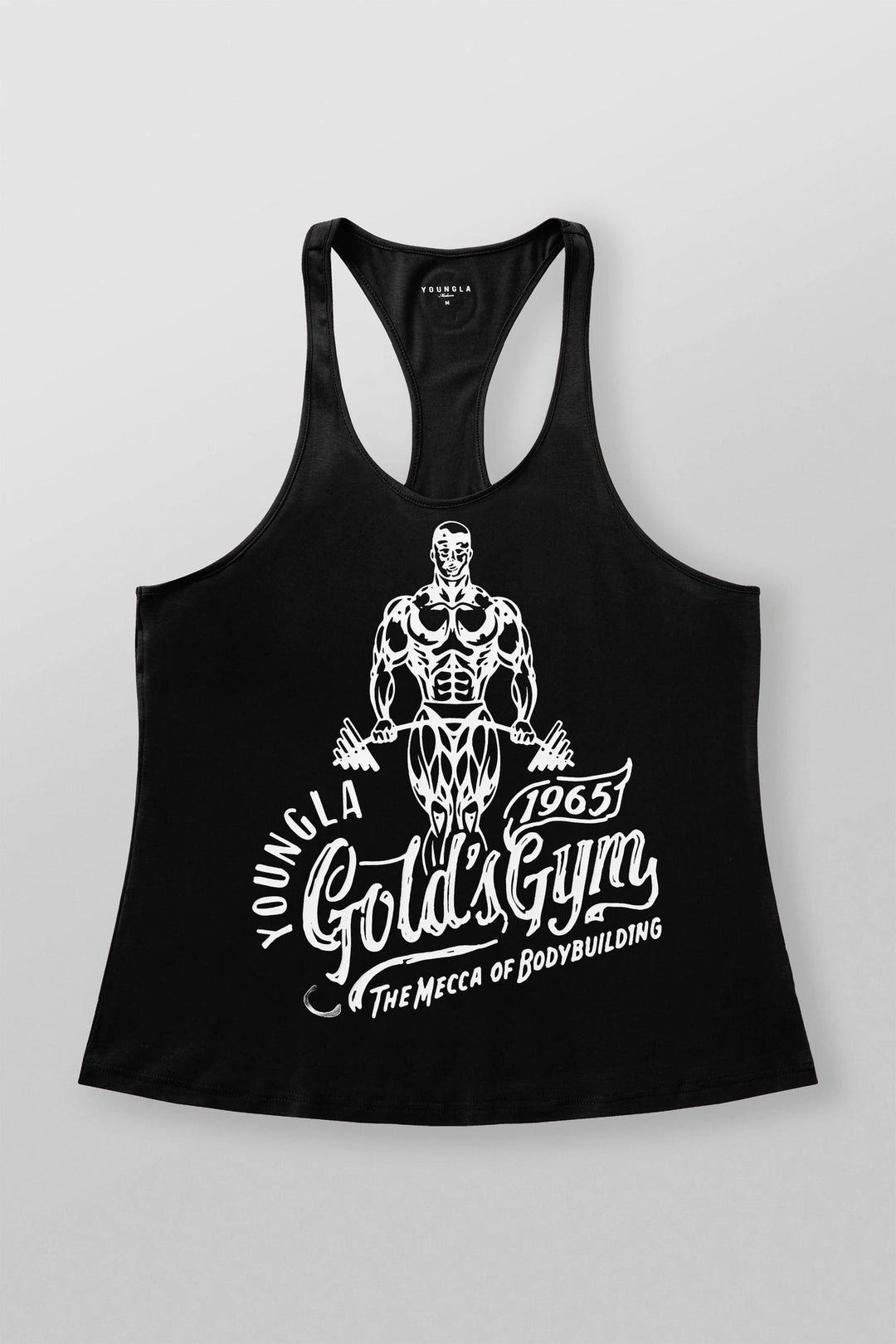 Herrer nan atletisk Stringer Tanktop rygfri snit med kontrastpiping og kraftsportmotiv Skovae