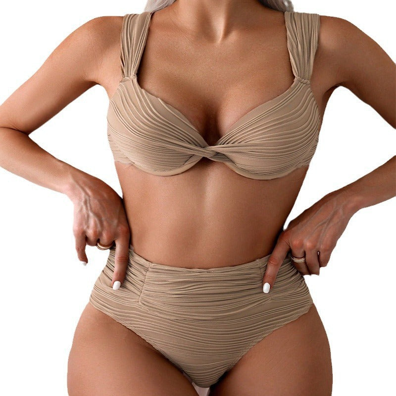 Dame Push-Up Bikini-Sæt med dekorativt Rüschendesign Skovae