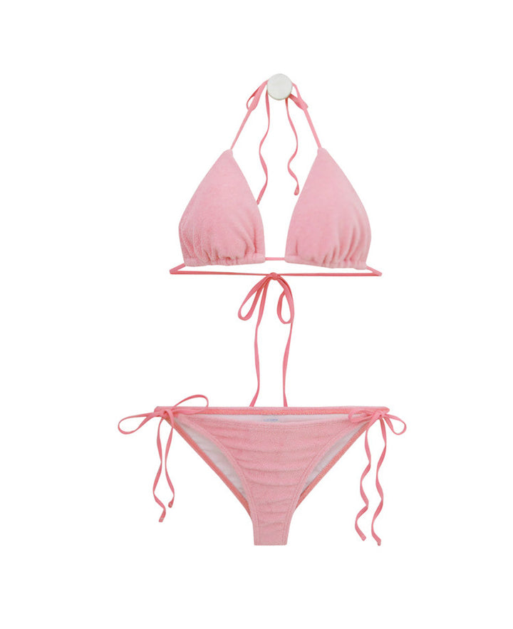 Dame Triangel-Bikini-sæt med justerbare stropper og dekorativ knude Skovae