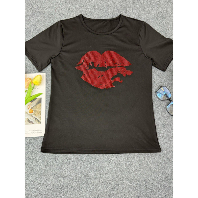 Femme Strass Grafik T-shirt Stilla