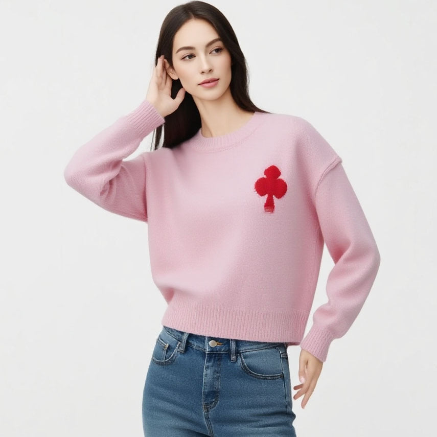 Kvinders fashionable sweater med påført design Stilla