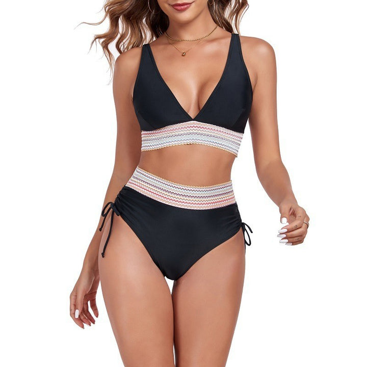 Dame Højt skåret Bikini-sæt med fashionable bindebånd og elegance snit Stilla