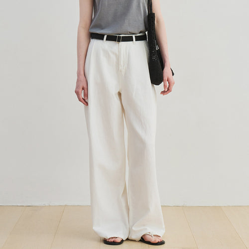 Dame Bred Linbukser med elegant snit og sidelommer Stilla