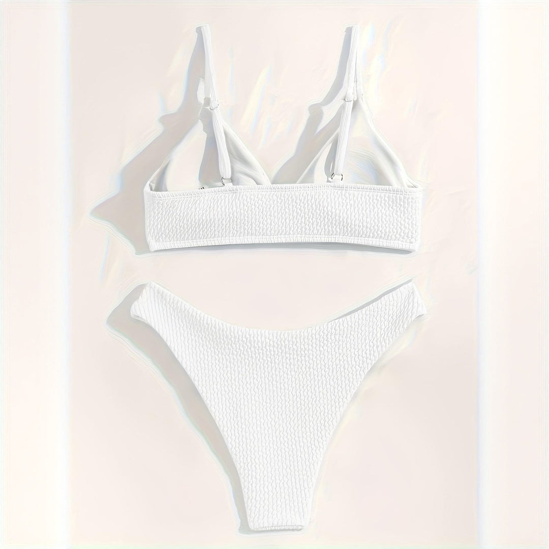 Dame triangel-bikini-sæt med struktureret stof og justerbare stropper Skovae
