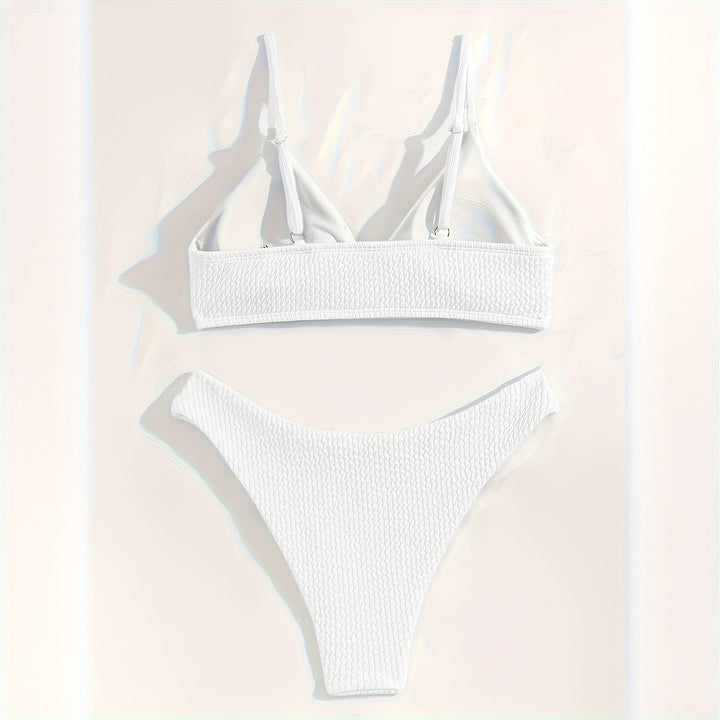 Dame triangel-bikini-sæt med struktureret stof og justerbare stropper Skovae