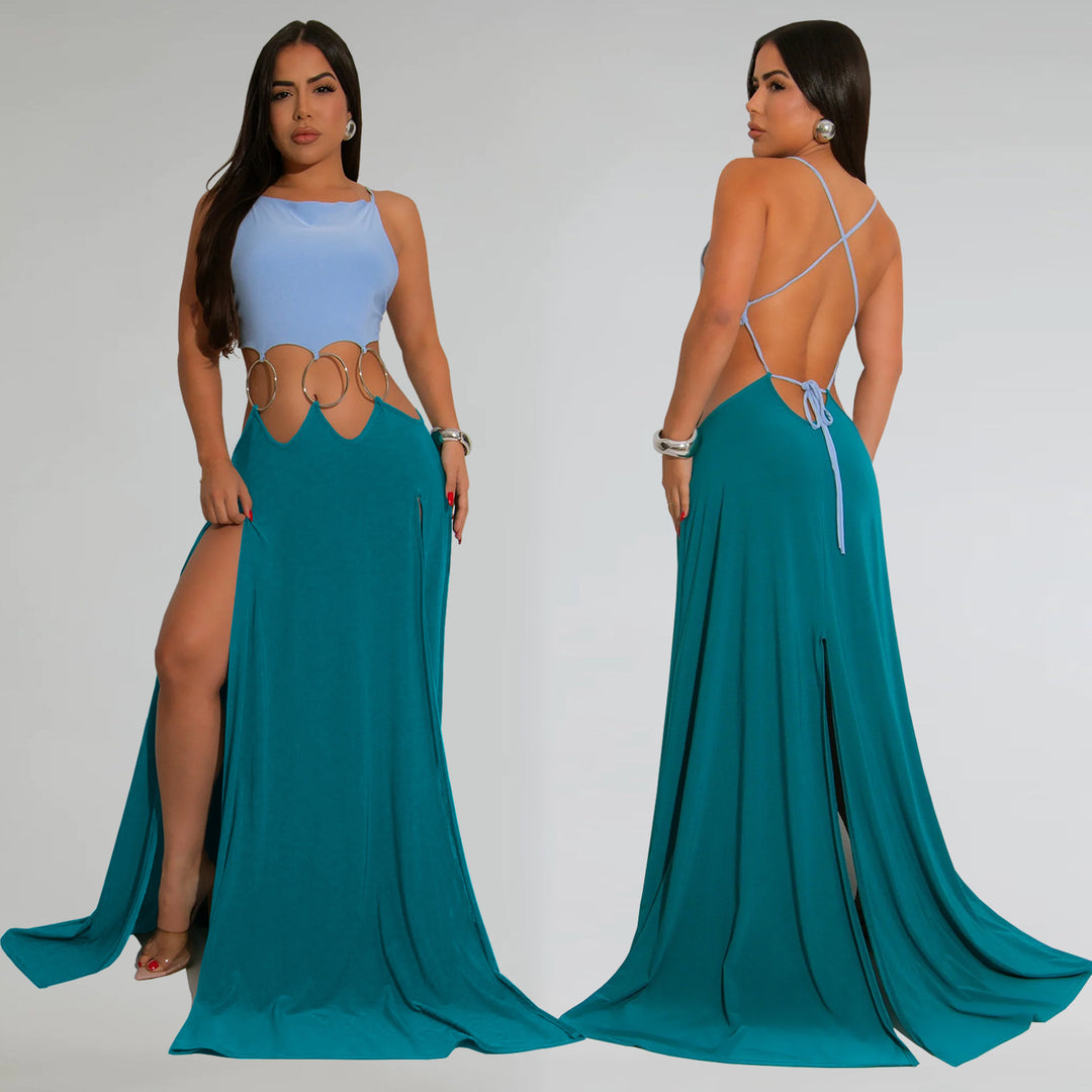 Damer Elegante Maxikjole med sidelæns cut-outs og detaljeprydet bånd Stilla