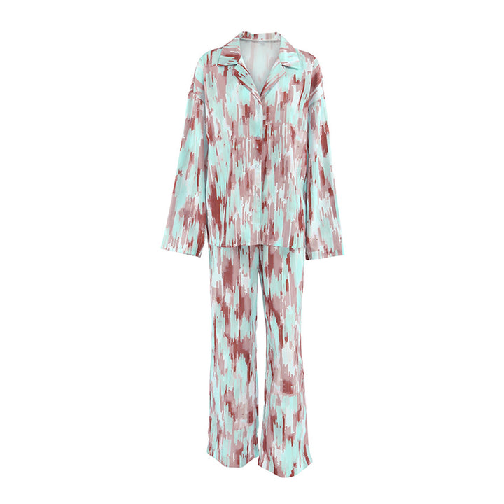 Dame Satin Pyjamasæt i moderne farvegradient-design med løs pasform Stilla