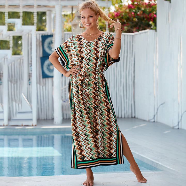 Dame Kaftan med moderne zigzag mønster Stilla