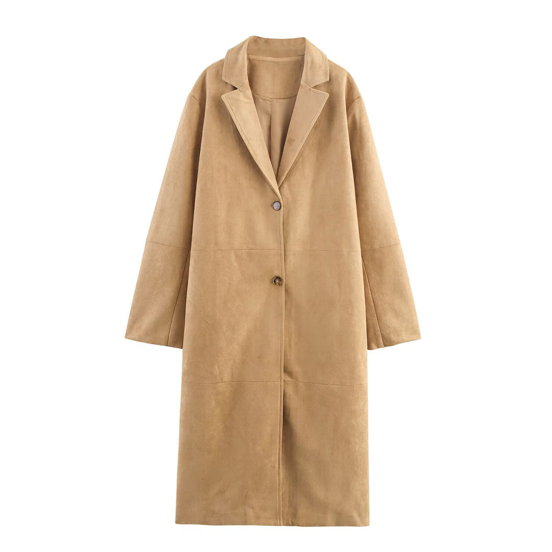 Dame elegant kunstlæderjakke med afslappet skæring og praktiske lommer Stilla