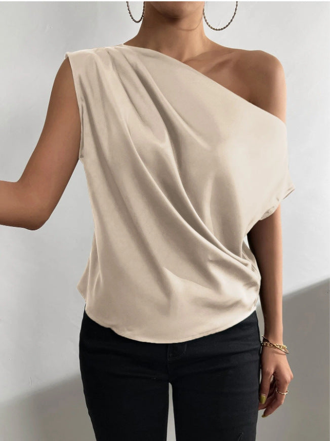 Dame Elegante, skulderfri satin top Skovae