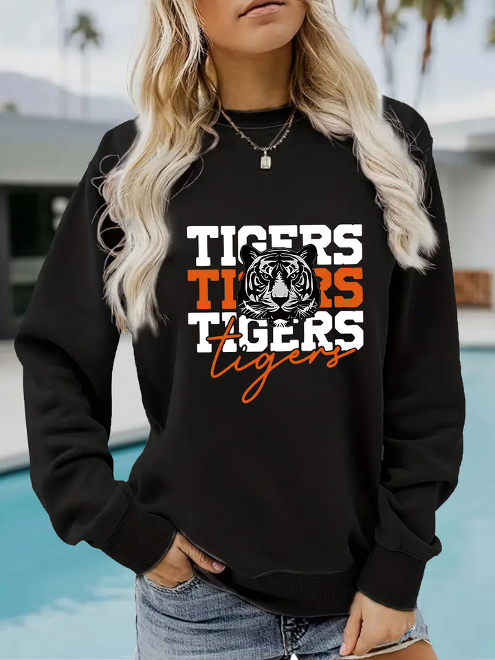 Kvinders trøje med animalistisk tigerdesign og afslappet pasform Stilla