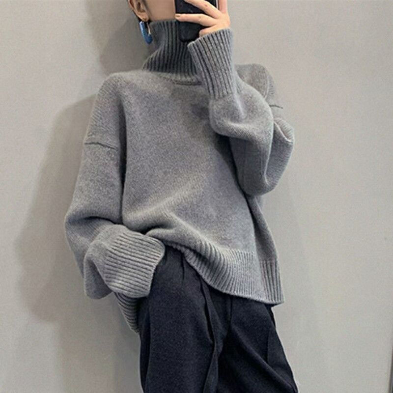 Kvinders oversized rullekravesweater med tekstureret mønster Stilla