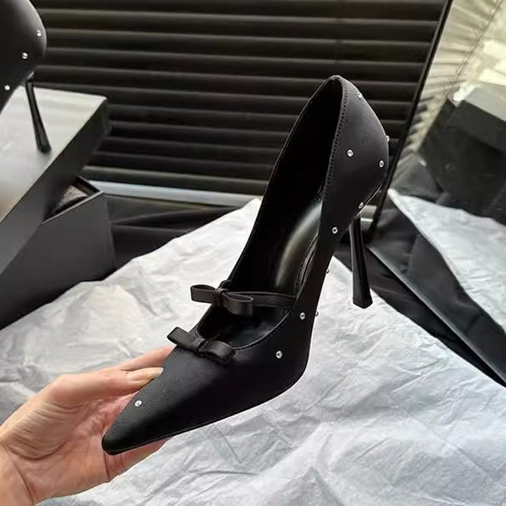 Dame elegante spidsede højhælede sko med rhinestones-accenter Stilla