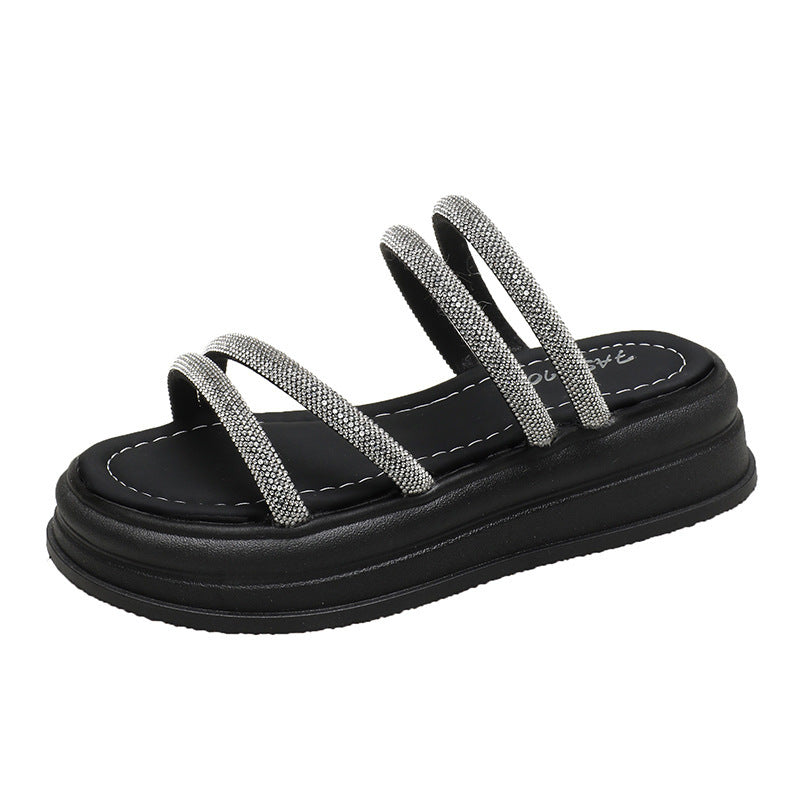 Damer Glamourøse Wedge-sandaler med glitrende stropper og komfortabelt fodsenge Stilla