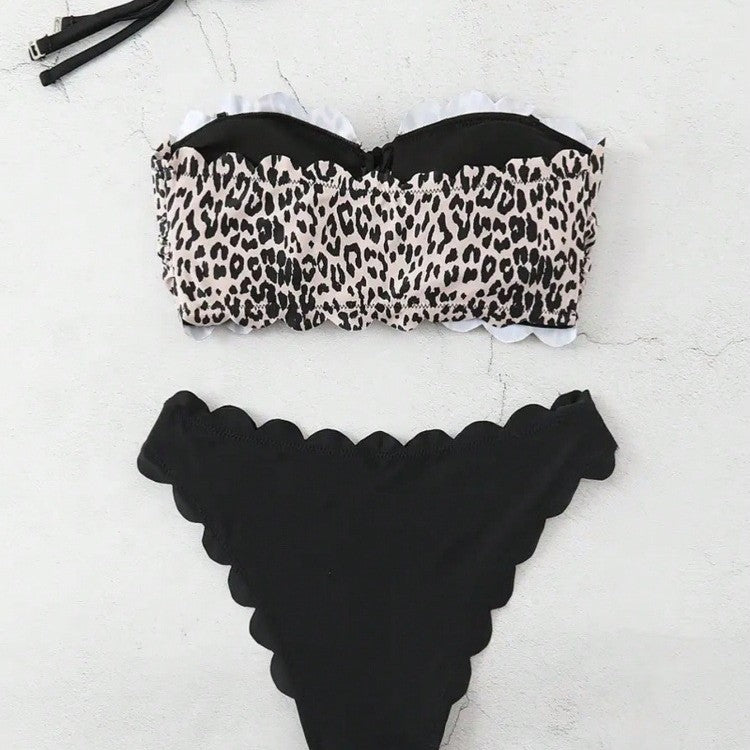 Dame bikini-sæt med skulpturelt design og moderigtigt dyreprint Skovae