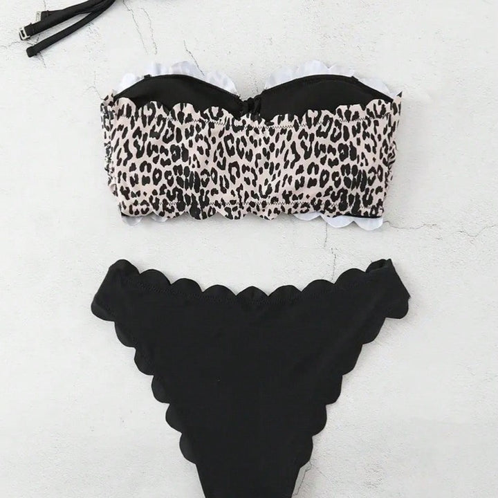 Dame bikini-sæt med skulpturelt design og moderigtigt dyreprint Skovae
