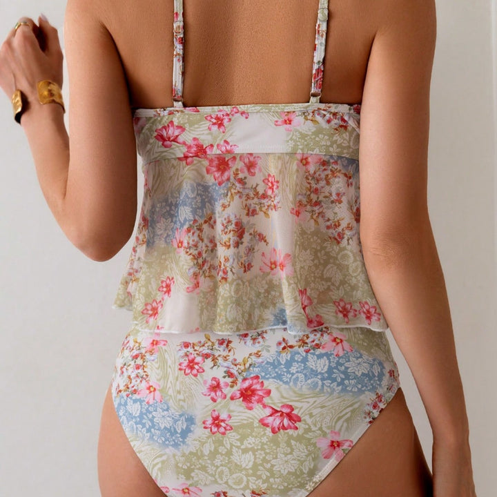 Dame Tankini sæt med blomster top og høj talje trusser Skovae