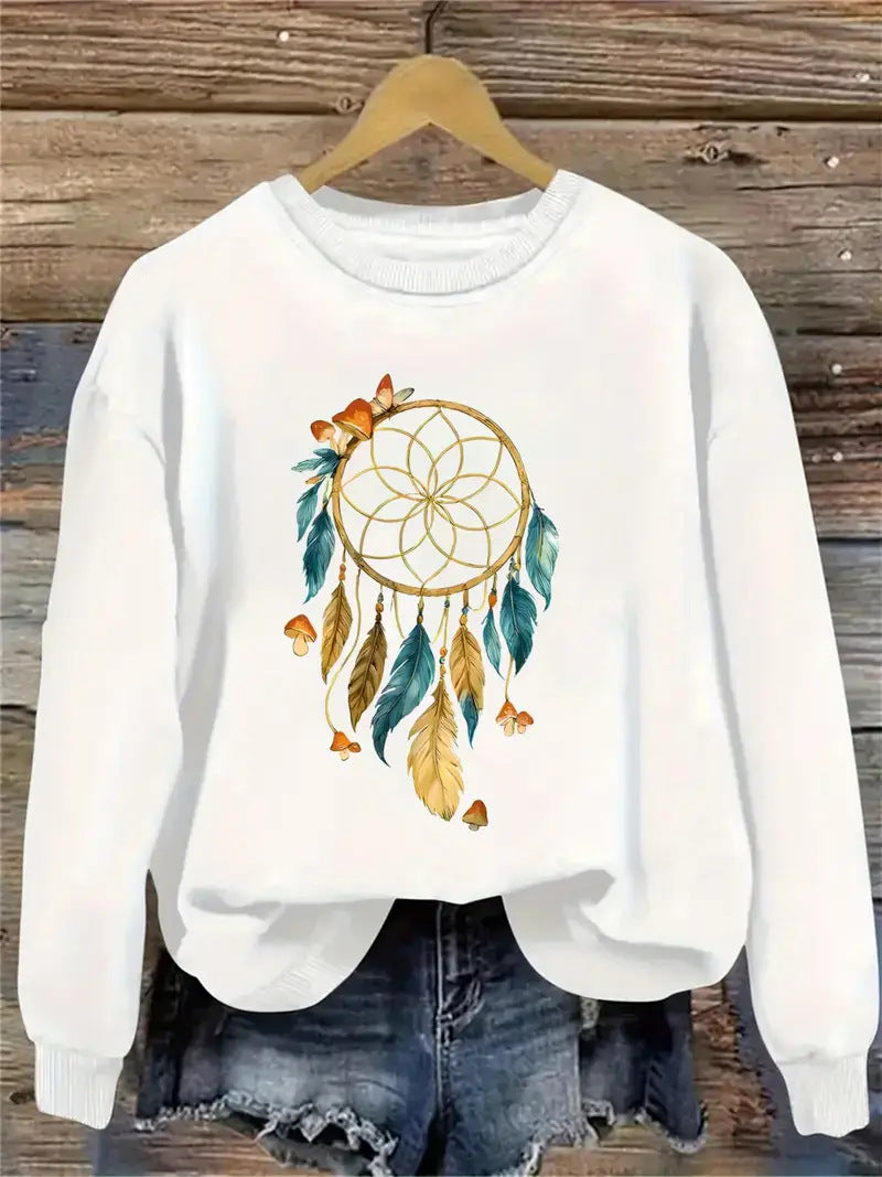 KVinders sweatshirt med kunstnerisk drømmefanger design Stilla