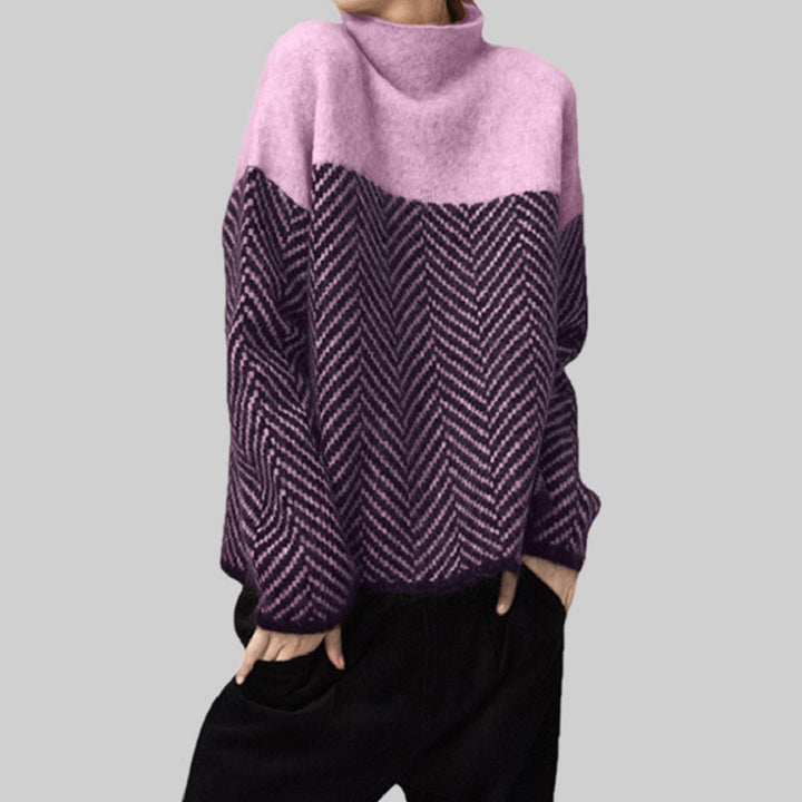 Femme fiskeebenstrik rullekravepullover Stilla