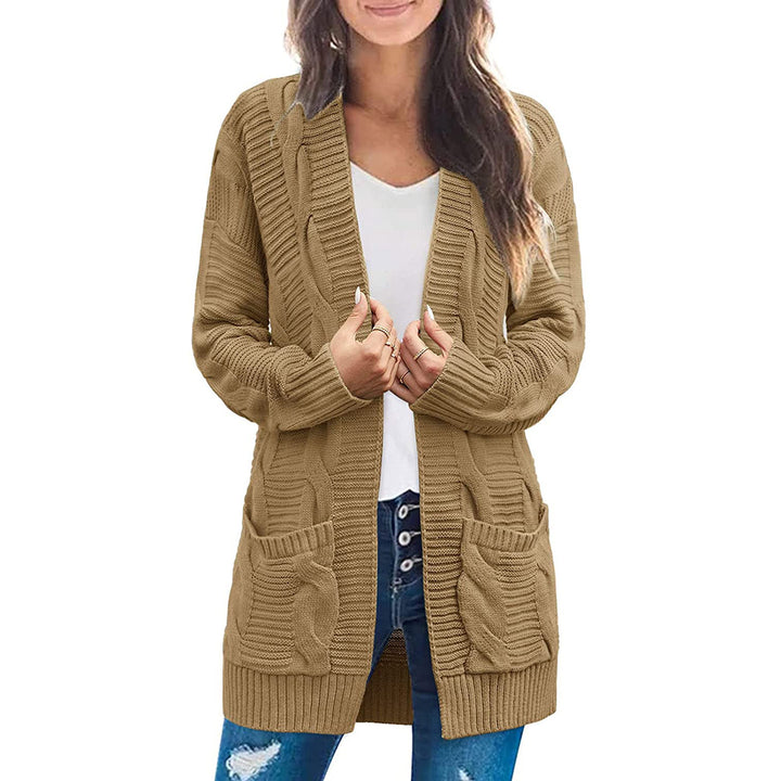 Kvinders chunky strik cardigan med lommer og struktureret stiklook Stilla
