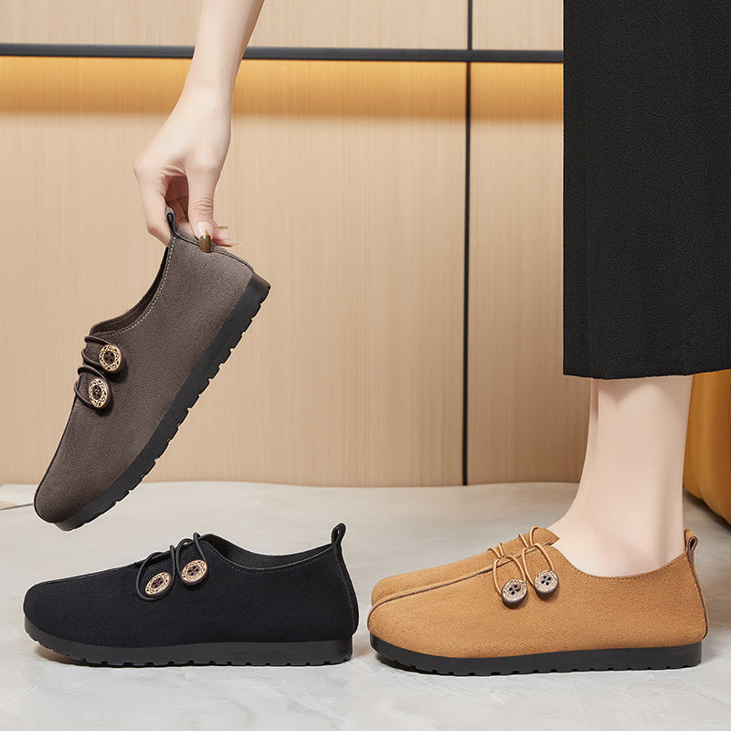 Femme Behagelige Nubuck Slippers med Justerbar Lukning Stilla