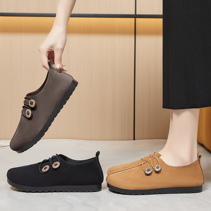 Femme Behagelige Nubuck Slippers med Justerbar Lukning Stilla