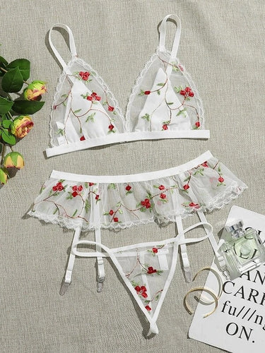 Dame Floral Spids-Bralette og String-Sæt Stilla 1752572955