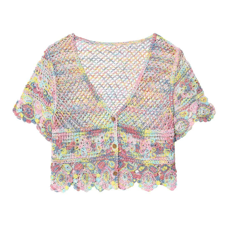 Damer luftig spidse-crochet-cardigan med farverigt hæklemønster Skovae