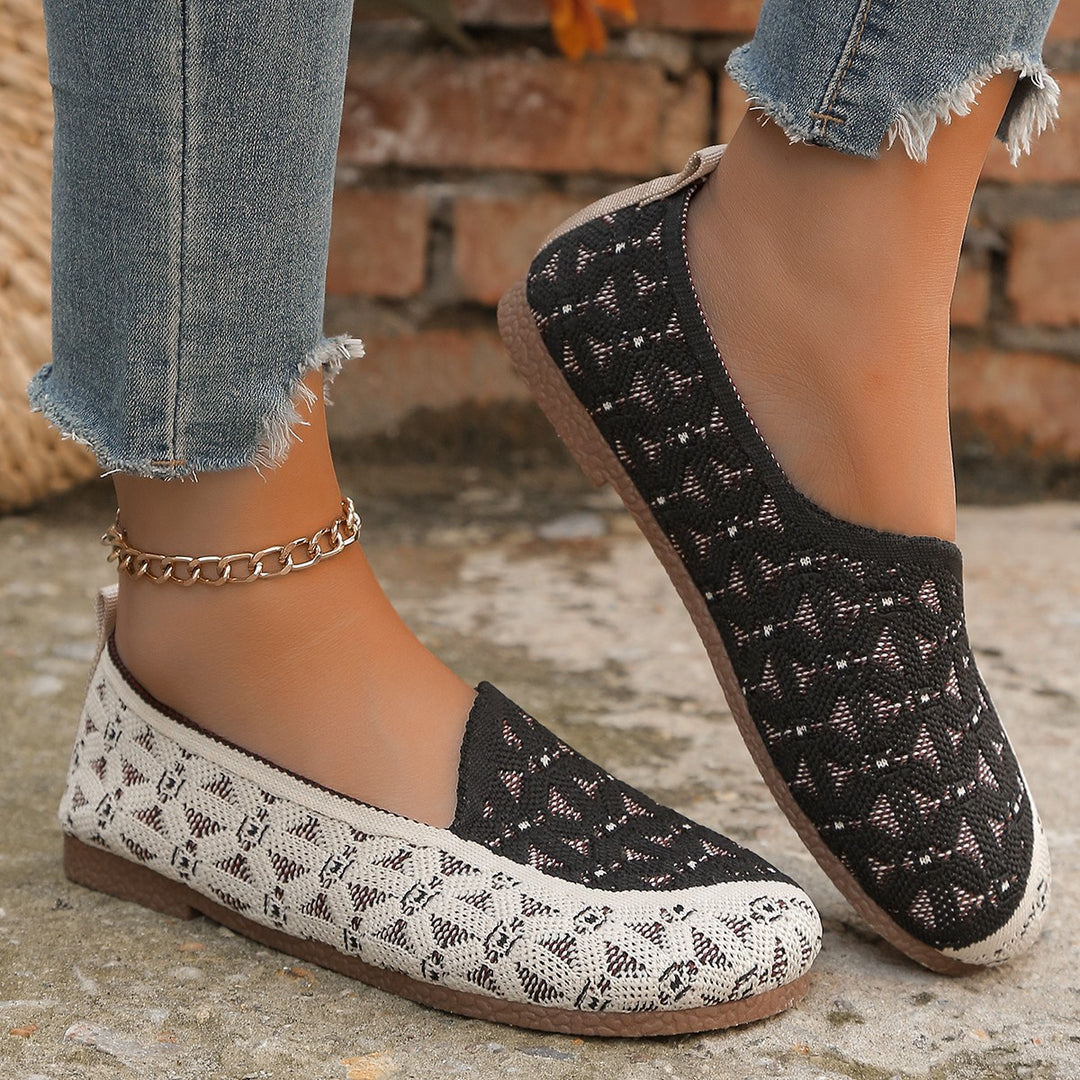 Dame Åndbare Slip-On Sko med mode Strikdesign Stilla