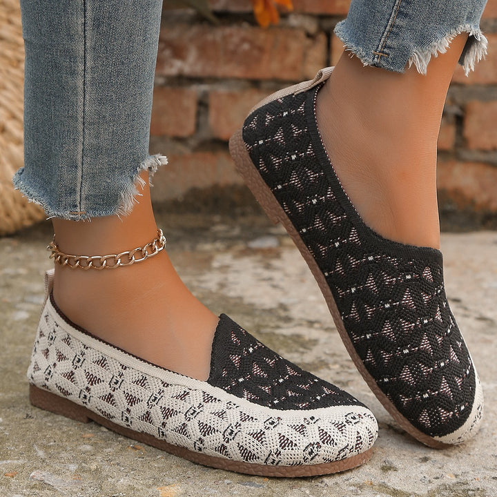 Dame Åndbare Slip-On Sko med mode Strikdesign Stilla