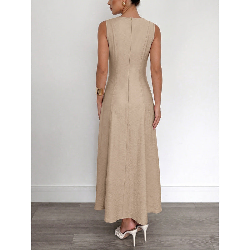 Damen Langarm Maxikleid mit eleganten Streifen und schmeichelndem Schnitt Skovae