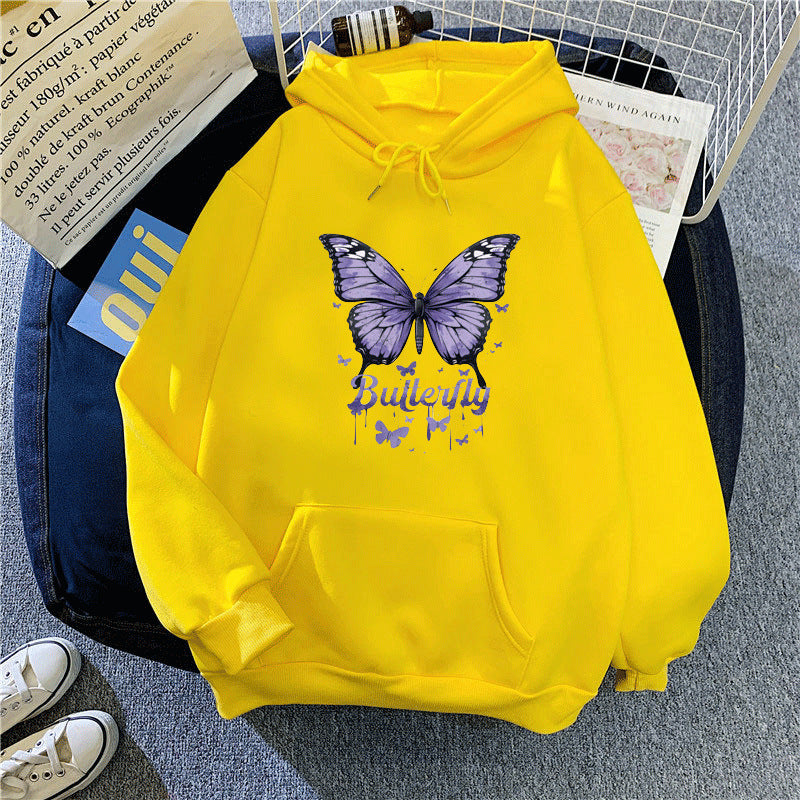 Kvinders hoodie med farverigt sommerfuglemotiv Skovae