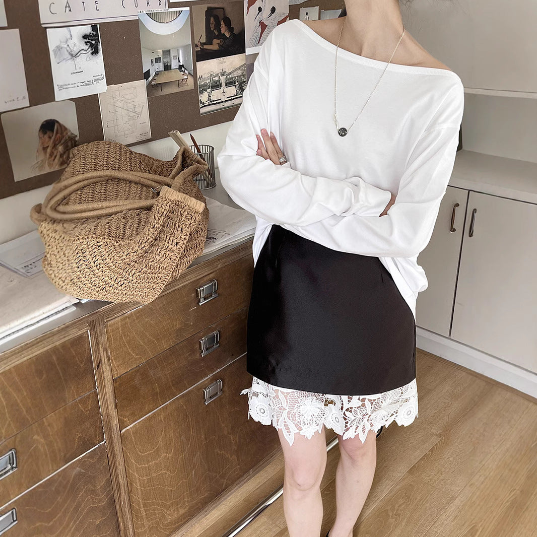 Dame blonde nederdel med elegant broderi og feminin silhuet Stilla