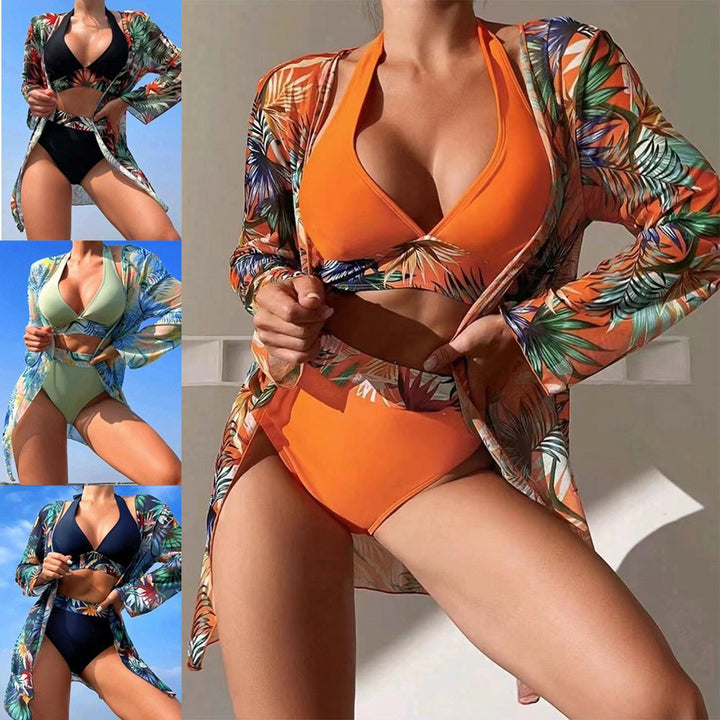Dame bikini sæt med floralt cover-up skovae